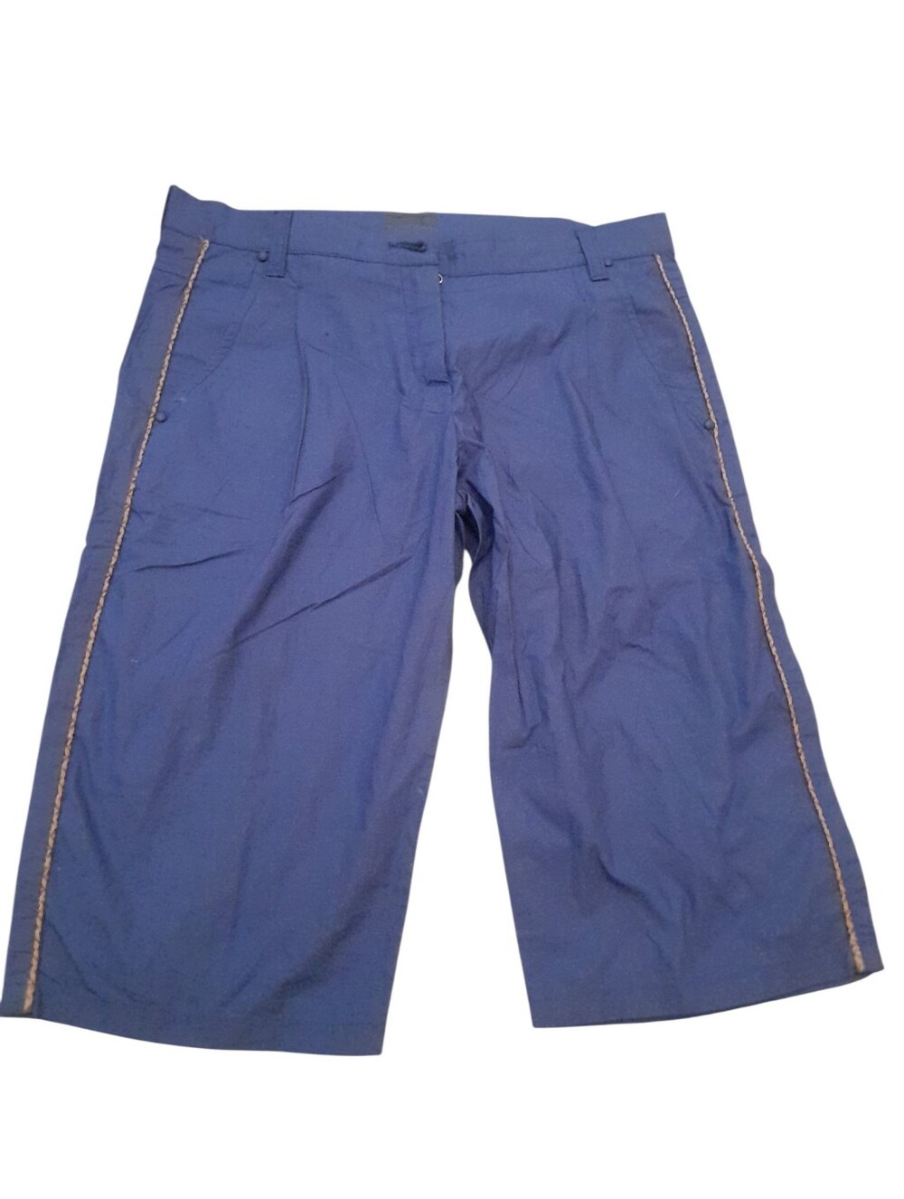 FENDI Blue Cotton Capri Shorts with Side Trim
